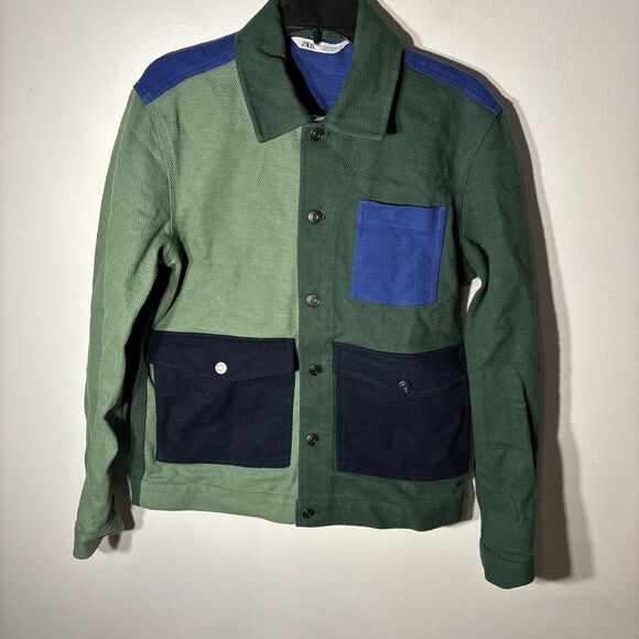 Zara Men's Colorblock Button Up Jacket OversizedSzSBlue Green
